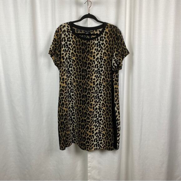 City Chic Animal Print Crepe Shift Mini Dress Sz.S(16) - Picture 3 of 12
